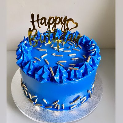 Royal Blue Birthday  Cake 
