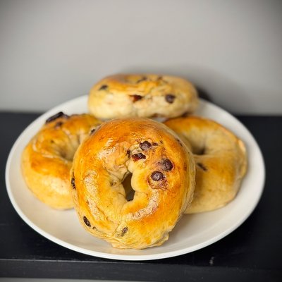 Sourdough Cranberry Chocolate Chip Bagels 