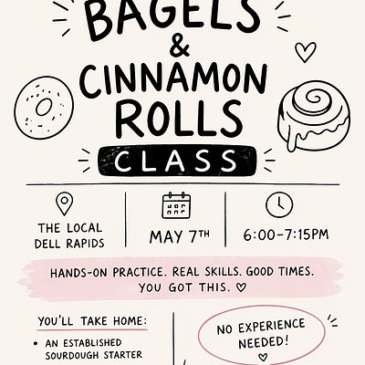 May 7th Sourdough Bagels & Cinnamon Roll Class At The Local 