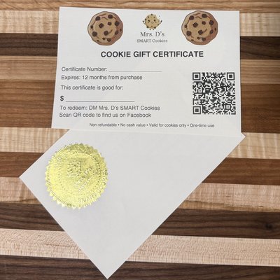 $21Cookie Gift Certificate 