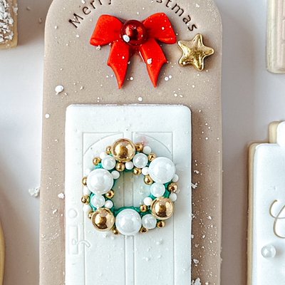 Christmas Decorated Doors With Festive Wreath