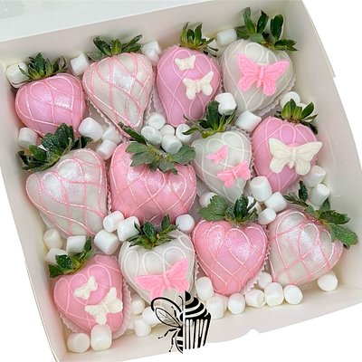 Butterflies Pink & White Shimmer