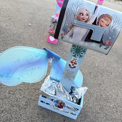 Table Top Frozen:  Valentine’s Kid Mailbox Stand (As Pictured)