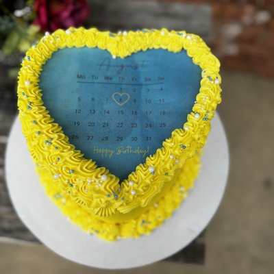 Custom Burn Heart Cake 