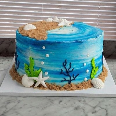 12" Custom beach theme Cake 