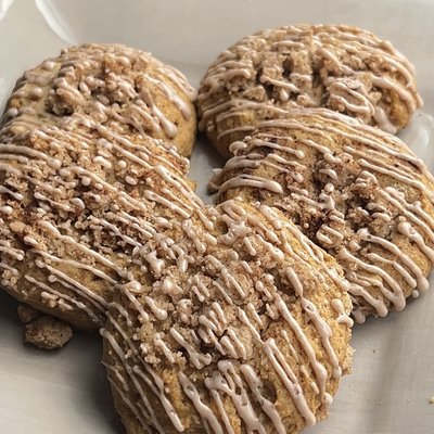 Soft Pumpkin Streusel Cookies W/ Sugar Glaze 