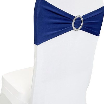 Royal Blue Spandex Chair Sash with Silver Accent