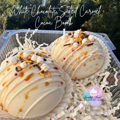 White Chocolate Salted Caramel Hot Cocoa Bombs