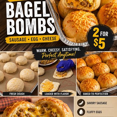 Breakfast Bagel Bombs