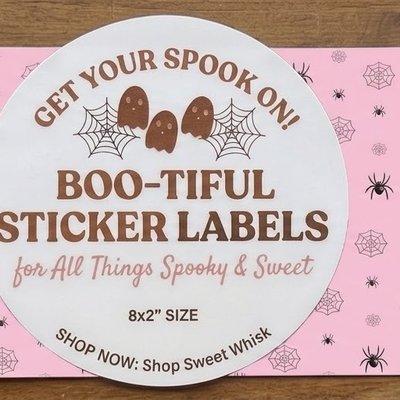 Pink Spider Webs 8”x2” Label Sticker - 14 Stickers 