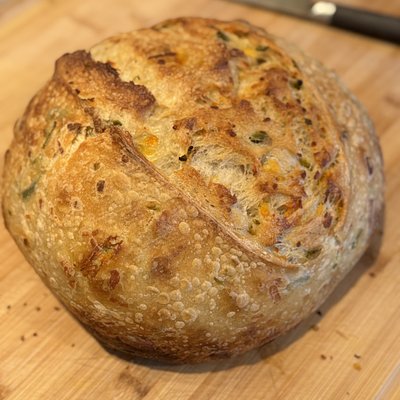 Rustic Sourdough Jalapeño Cheddar Round