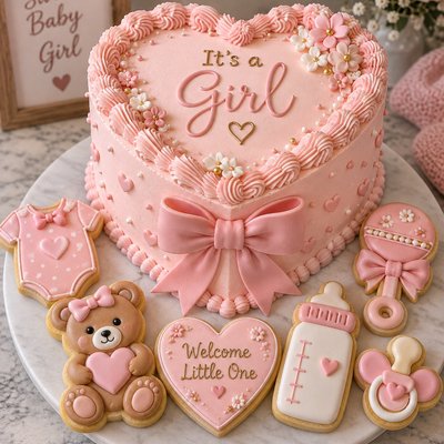Heart Shape Cake With Cookies