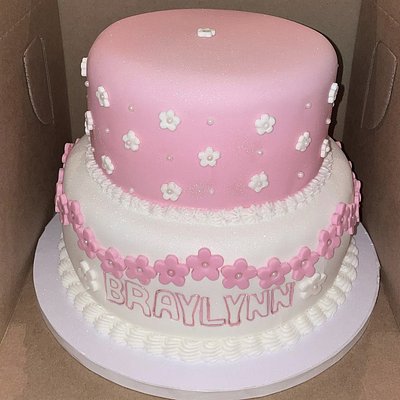 Two Tiered Round Fondant Cake ~62 Servings
