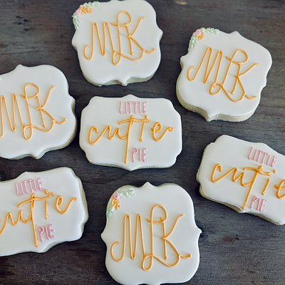 Custom Decorated Sugar Cookies “Little Cutie Pie” 2 Designs