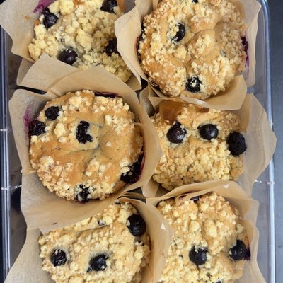 One Dozen Blueberry Crumb Muffins