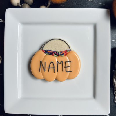 Halloween Name Cookie - Pumpkin Bucket