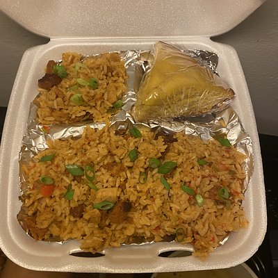 Vegan Chick’n & Sausage Jambalaya Dinner W/drink 