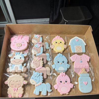 3 Farm Animals Baby Shower Cookie Set