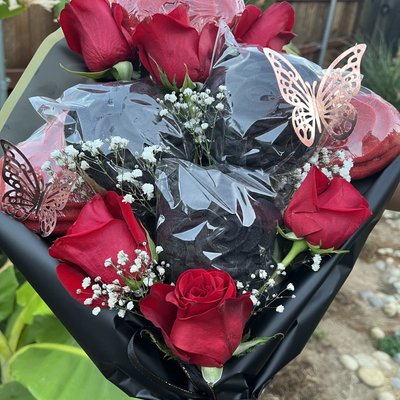 1/2 Double Stamped Hearts, 1/2 Roses Bouquet