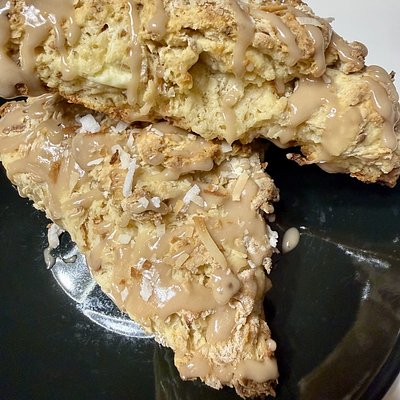 Lemon Coconut Cream Cheese Sourdough Scones