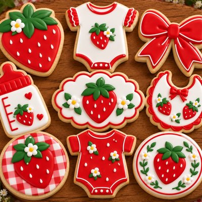 Strawberry Baby Shower Cookie Set