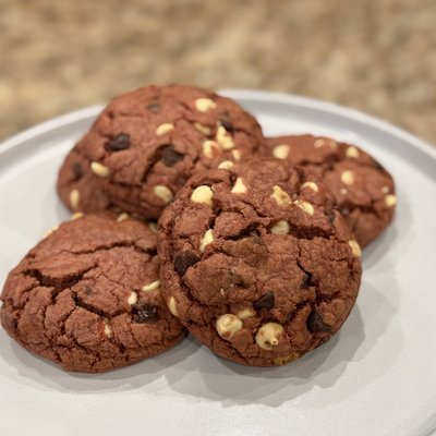 Red Velvet White Chocolate Chip Cookies