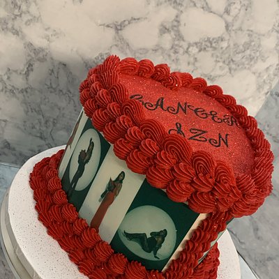 7” Heart Shape Cake With Photos 