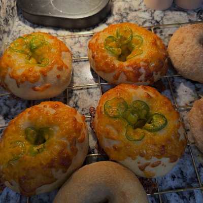 Jalapeño Cheddar Sourdough Bagels 