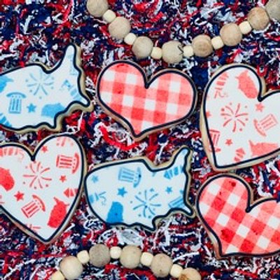 Assorted Half Dozen- USA & HEARTS (4in & 5in Cookies)