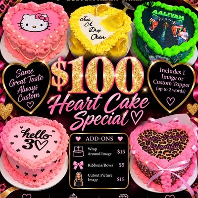 $100 8" Custom Heart Cake Special 