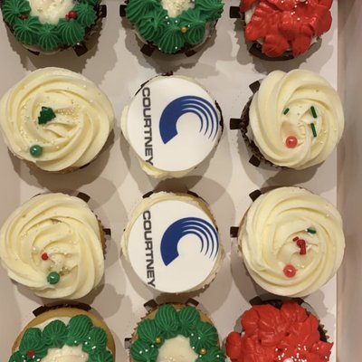 12 Cupcakes With Business Logo Design 