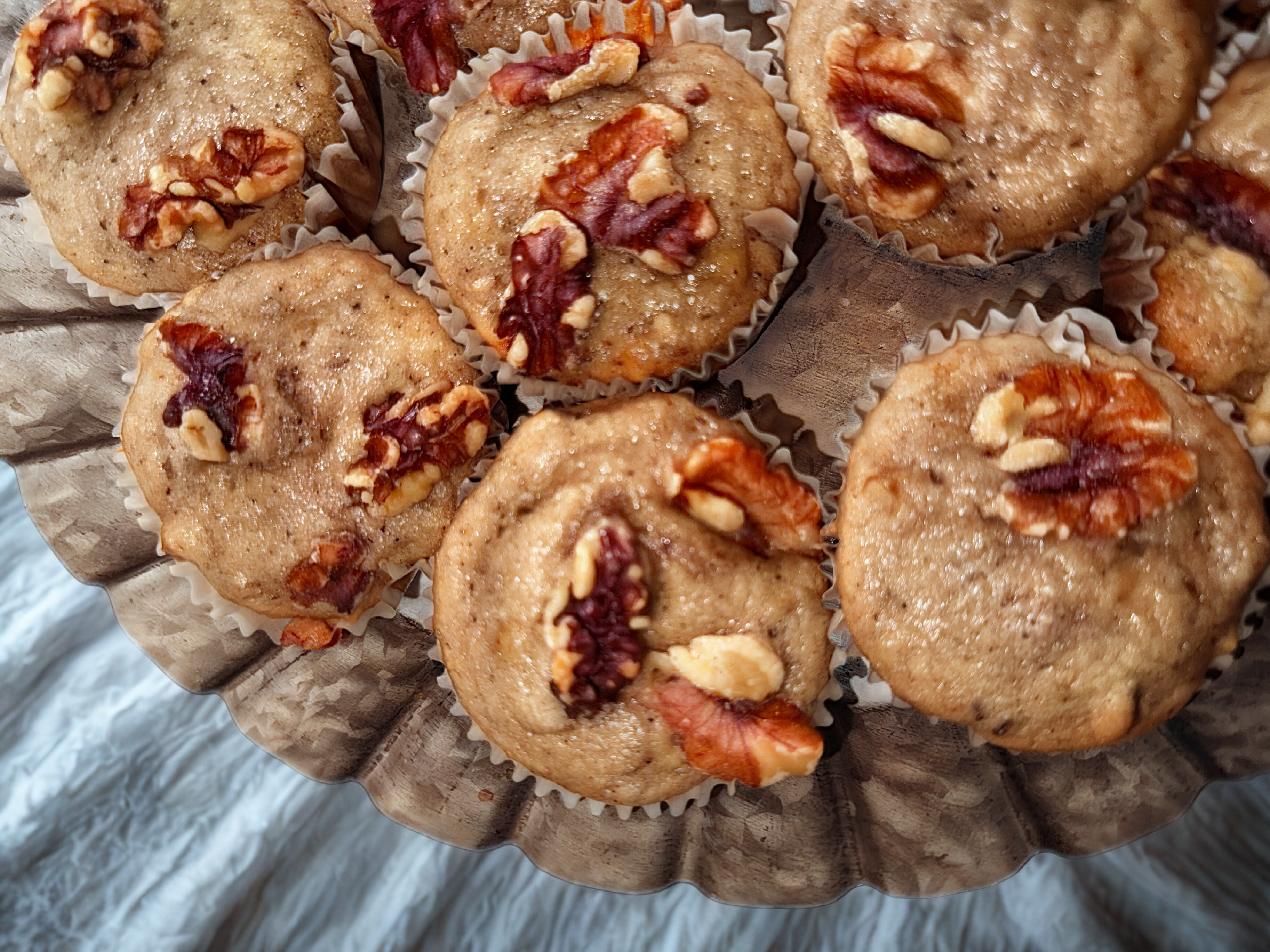 Sourdough banana nut muffins