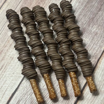 Caramel wrapped pretzels