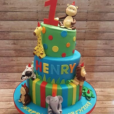 Animal Theme Slant Cake