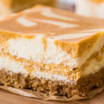 Pumpkin Cheesecake Squares with Biscoff Crust