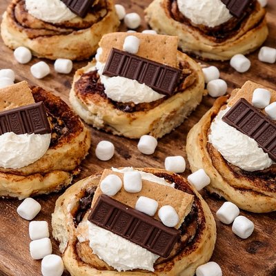 S’mores Cinnamon Rolls With Buttercream 