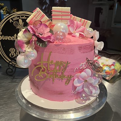 Pink Floral Chocolate Cake