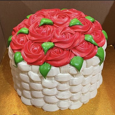 091. Flower Basket  8” Buttercream Cake ~24 Servings