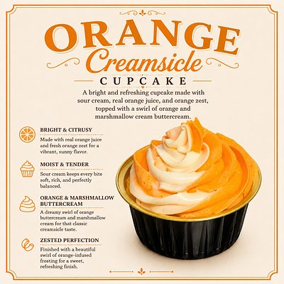 Orange Creamsicle Cupcakes (1 Dozen)