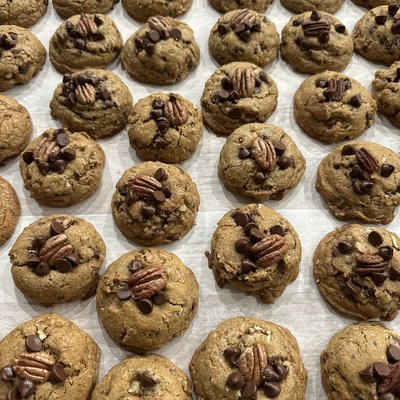 Salted Bourbon Pecan Chocolate Chip Cookies 