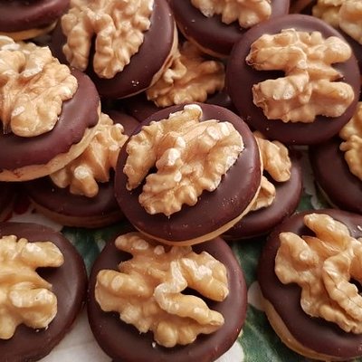 Marzipan Walnut Cookies (Marzipan Walnussplätzchen) - dozen