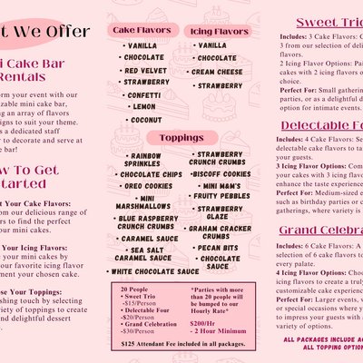 Cake Bar Cart Event Rental 