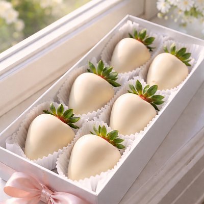 6 White Chocolate Covered Strawberries 