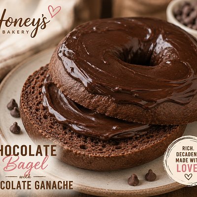 Chocolate Chip Bagel With Chocolate Ganache  Icing 