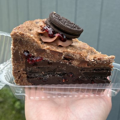 Dark Chocolate Blackberry Cookie Pie Slice