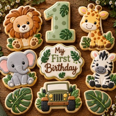 First Birthday Safari  Cookie