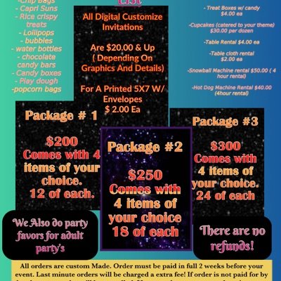 Party Favor Packages 