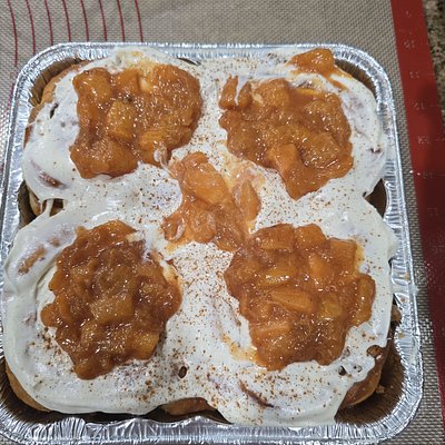 Peach Cobbler Cinnamon Roll 