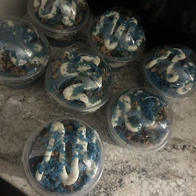 Cookie Monster Cheesecake Cups 