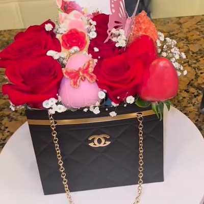Chanel Purse Strawberry & Rose Arrangement